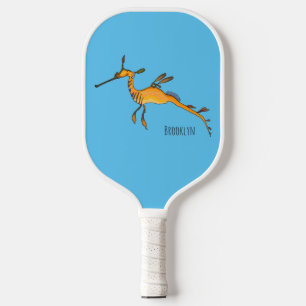 Weedy seadragon cartoon illustration pickleball paddle