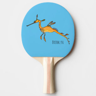 Weedy seadragon cartoon illustration  ping pong paddle