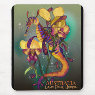 Weedy Seadragon with Orchids Mouse Mat