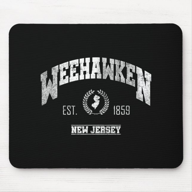 Weehawken Nj New Jersey Vintage Throwback  Mouse Mat (Front)
