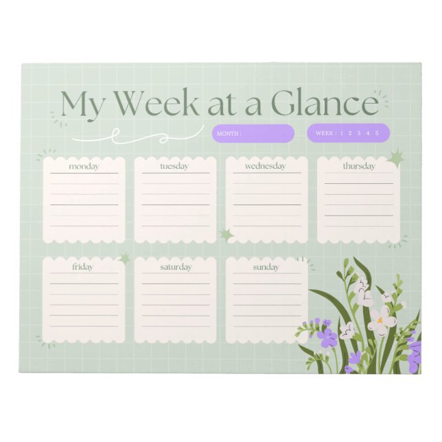 Week at a Glance Notepad (Front)