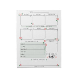 Week at a glance planner notepad