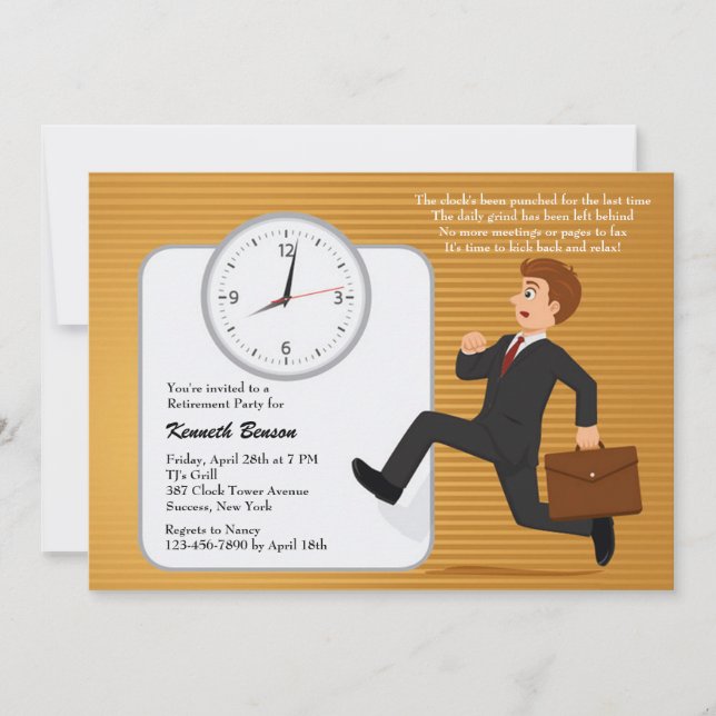 Weekday Dash Retirement Party Invitation (Front)