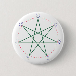 Weekday heptagram colour 6 cm round badge