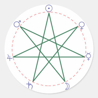 Weekday heptagram colour classic round sticker