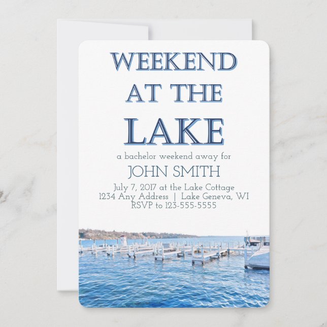 Weekend at the Lake Bachelor Party Invitation (Front)