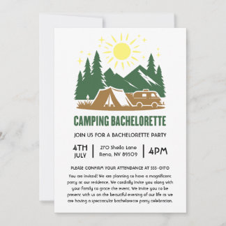 Weekend At The Lake Bachelorette Camping Trip Invitation