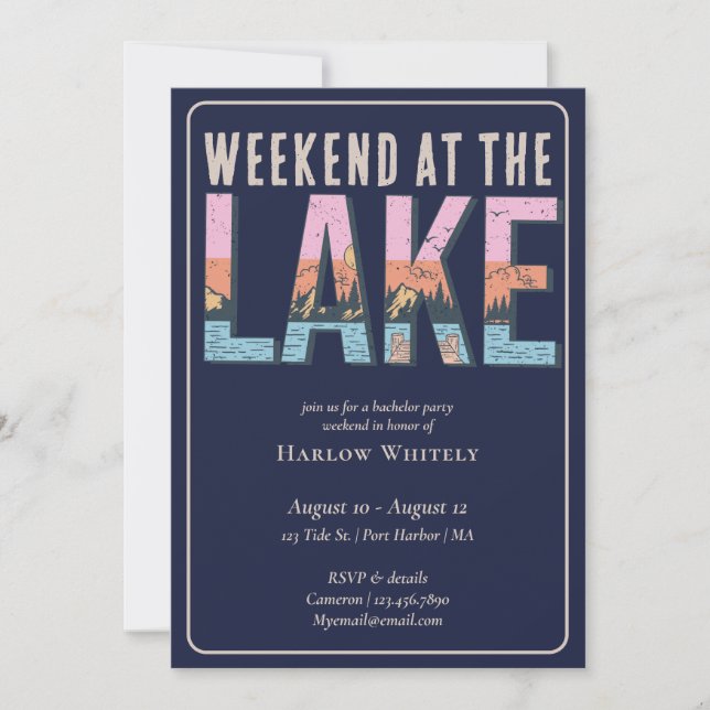 Weekend at The Lake Nautical Bachelor Party Invitation (Front)