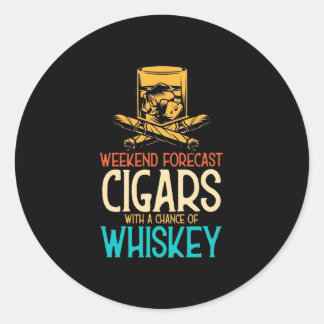 Weekend Cigars With A Chance Of Whiskey Classic Round Sticker