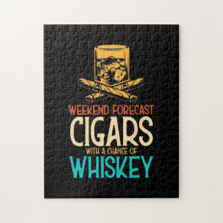 Weekend Cigars With A Chance Of Whiskey Jigsaw Puzzle