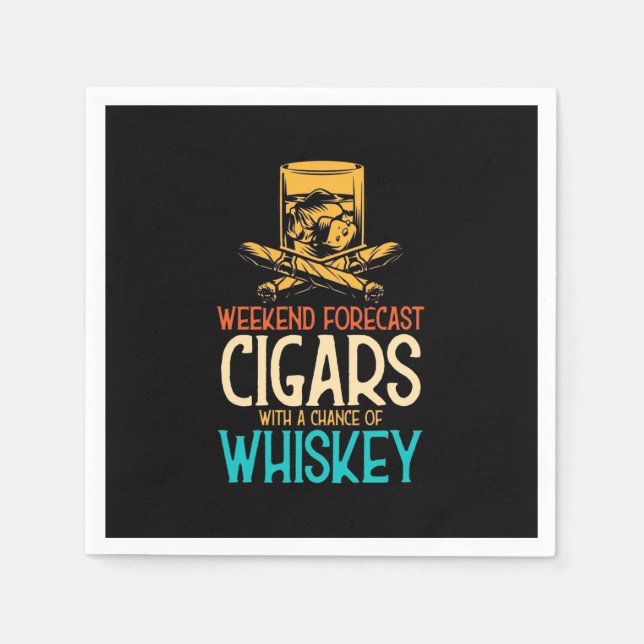 Weekend Cigars With A Chance Of Whiskey Napkin (Front)