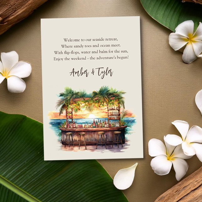 Weekend Destination Beach Wedding Welcome Gift Bag Enclosure Card (Poem for your Weekend wedding welcome bags from the Sunset Beach Wedding Collection by Darling & May)