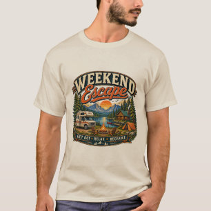 Weekend Escape Camping RV Mountain Lake Vintage T-Shirt