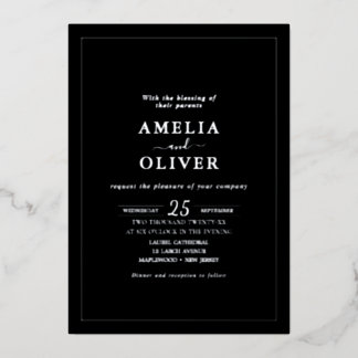 Weekend Events QR Foil Silver Black Modern Wedding