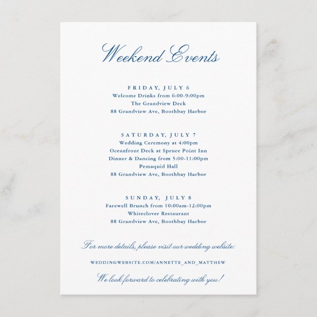 Weekend Events Spruce Point Inn Wedding Enclosure Card (Front)