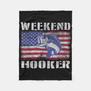 Weekend Fishing Fishermen American Flag Fleece Blanket