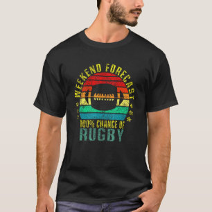 Weekend Forecast 100 Chance Of Rugby Retro T-Shirt