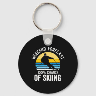 Weekend Forecast 100% Chance Of Skiing Vintage Sun Key Ring