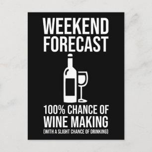Weekend Forecast - 100% Chance of Wine Making Postcard