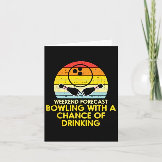 Weekend Forecast Bowling Sunset Retro Bowler Dad M Card (Front)