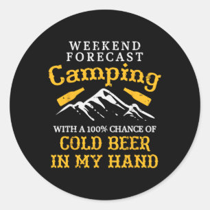 Weekend Forecast Camping Funny Camp Camper Dad Men Classic Round Sticker