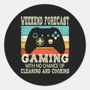 Weekend Forecast Gaming Retro Gaming 1 Classic Round Sticker