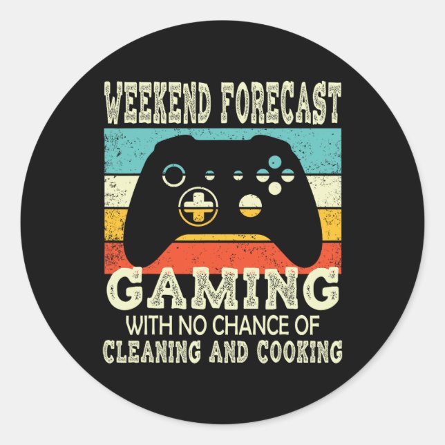 Weekend Forecast Gaming Retro Gaming 1  Classic Round Sticker (Front)