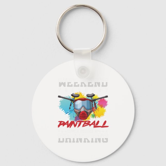 Weekend Forecast Paintball Player Drinking Gift Key Ring (Front)