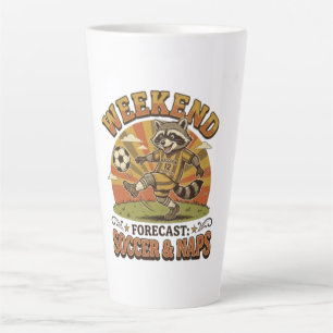 Weekend Forecast Soccer And Naps Funny Racoon Latte Mug