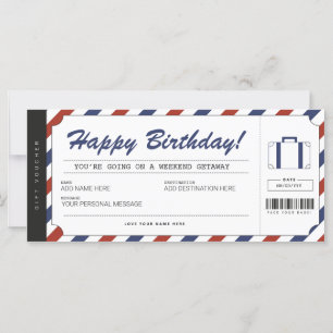 Weekend Getaway Birthday Gift Travel Voucher