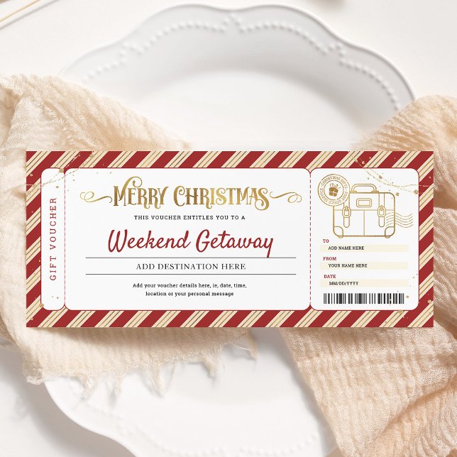Weekend Getaway Christmas Gift Ticket Voucher Invitation (Creator Uploaded)