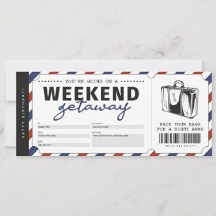 Weekend Getaway Gift Travel Ticket Voucher Invitation