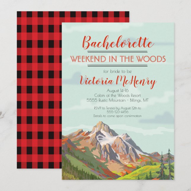 Weekend Getaway Mountain Woods Invitations (Front/Back)