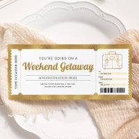 Weekend Getaway Trip Gold Gift Travel Voucher
