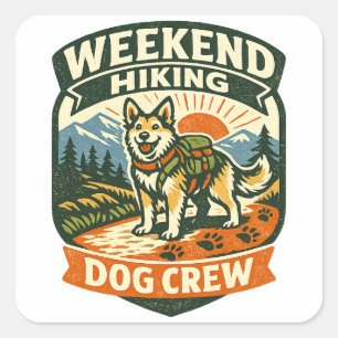 Weekend Hiking Dog Crew Vintage Dog Sticker