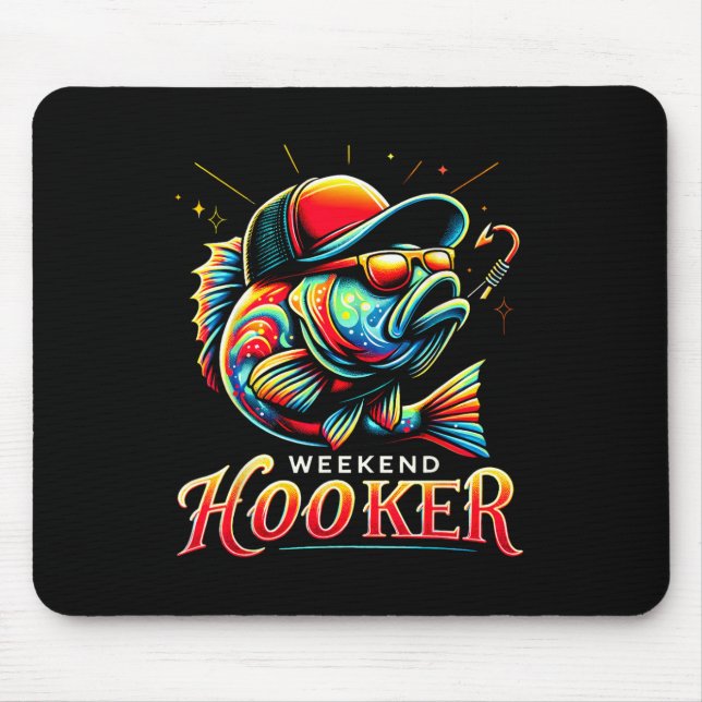 Weekend Hookerr Funny Fish Dad Love Fishing Father Mouse Mat (Front)