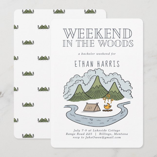 Weekend in the Woods | Bachelor Party Invitation (Front/Back)