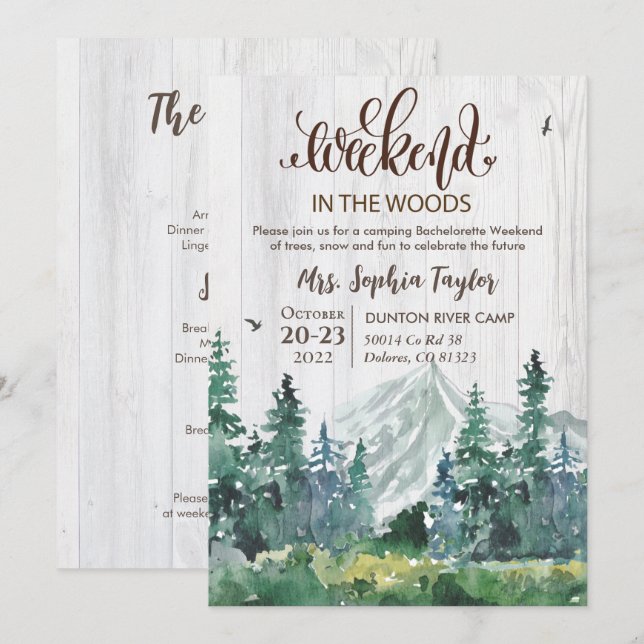 Weekend in the Woods Bachelorette Invitation (Front/Back)