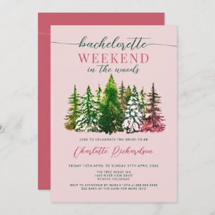 Weekend In The Woods Bachelorette Party Dusty Rose Invitation