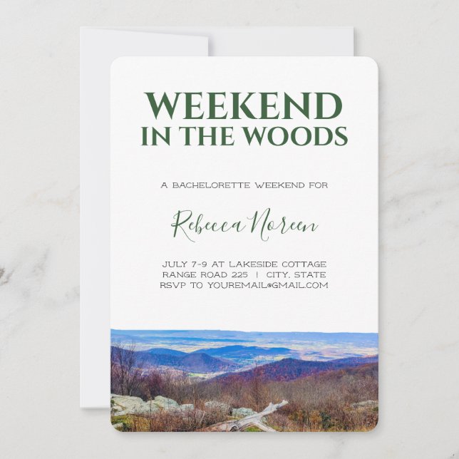 Weekend in the Woods Bachelorette Party Invitation (Front)