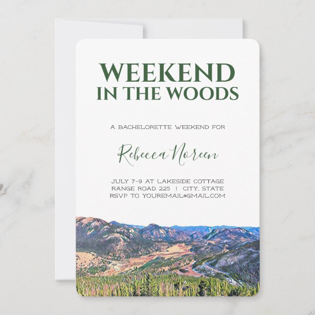 Weekend in the Woods Bachelorette Party Invitation (Front)