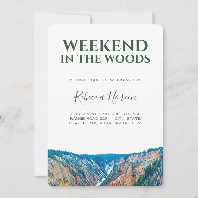 Weekend in the Woods Bachelorette Party Invitation (Front)