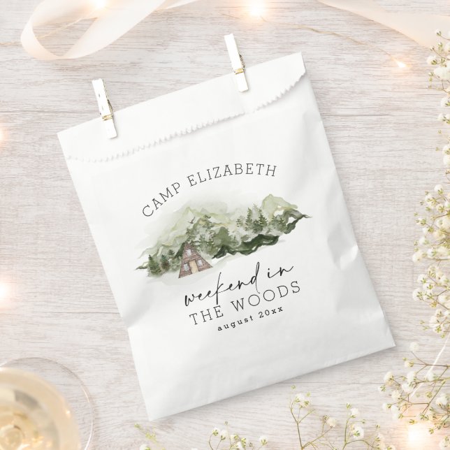 Weekend in the Woods Camping Bachelorette Favour Bags (Clipped)