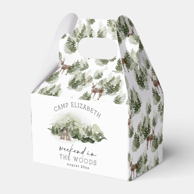 Weekend in the Woods Camping Bachelorette Favour Box (Front Side)