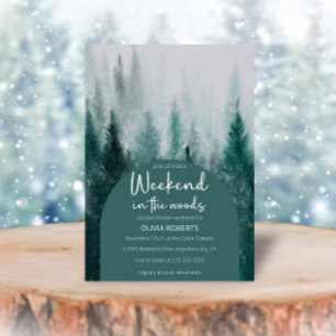 Weekend in the woods Forest Green Bridal Shower  Invitation