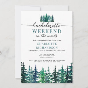 Weekend In The Woods Modern Bachelorette Party Invitation