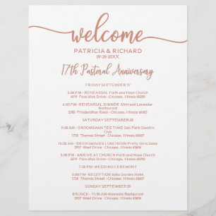 Weekend Itinerary Timeline Rose Gold