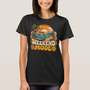 Weekend Mode Retro Camper Van Road Trip T-Shirt