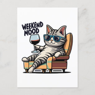 Weekend Mood Cat Chill Postcard