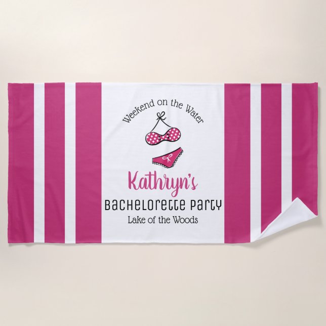 "Weekend on the Water" Bachelorette Party Beach Towel (Front)